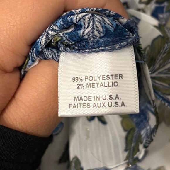 Revolve MISA Los Angeles Blue Green Floral Maria Ruffle Blouse Size Small - Picture 8 of 9